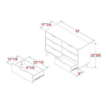 Walker Edison Modern 6-Drawer Dresser with Stylish Design