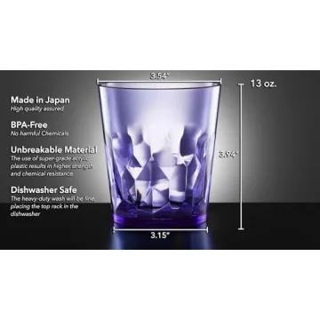 SCANDINOVIA - 13oz Unbreakable Premium Drinking Glasses Set of 6 - Super Grade Acrylic Plastic - Perfect for Gifts - Dishwasher Safe - Plastic Cups Reusable Drinkware Tumblers Kids