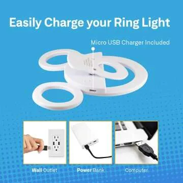 Disney Mickey Mouse Clip On Selfie Ring Light for Phone - Mickey Rechargeable LED Ring Light for iPhone and Other Devices- Mickey Mouse Small Ring Light - 3 Light Setting