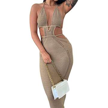 NUFIWI Sexy Knitted Cut Out Dress for Women - Party Essential