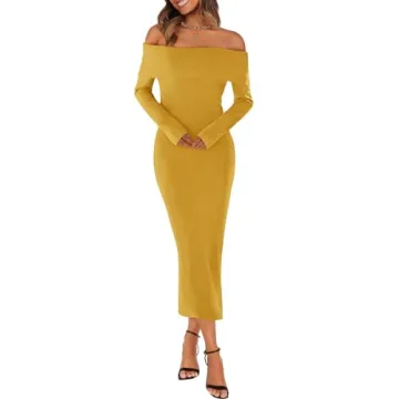 MEROKEETY Women’s Elegant Off Shoulder Bodycon Dress