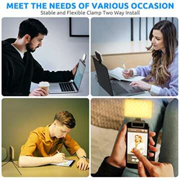 Video Conference Lighting,Webcam Light for Remote Working,Zoom Call Light for Video Recording/Live Streaming/Online Meeting,Video Light 2600K-6000K, 3 Clips