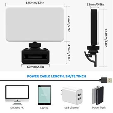 Video Conference Lighting,Webcam Light for Remote Working,Zoom Call Light for Video Recording/Live Streaming/Online Meeting,Video Light 2600K-6000K, 3 Clips