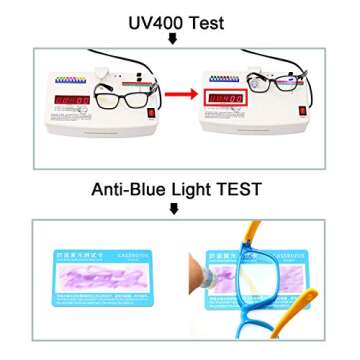 AHXLL Kids Blue Light Blocking Glasses 2 Pack, Anti Eyestrain & UV Protection, Computer Gaming TV Phone Glasses for Boys Girls Age 3-9 (Pink Green+ Transparent Blue)