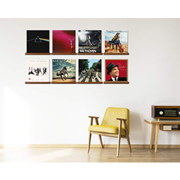 LABEND HOME Vinyl Record Shelves Set of 8 - Elegant Pine Display