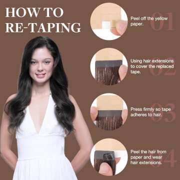 GOO GOO Tape in Hair Extensions Human Hair, 1B Natural black, 20inch 50g 20pcs, Thick Ends Straight Seamless Tape in, Invisible Tape in Hair Extensions Human Hair