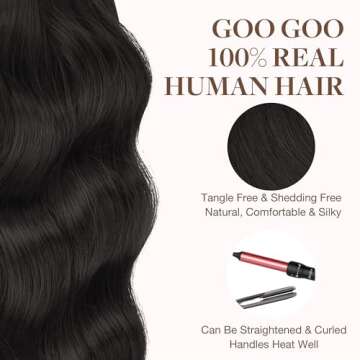 GOO GOO Tape in Hair Extensions Human Hair, 1B Natural black, 20inch 50g 20pcs, Thick Ends Straight Seamless Tape in, Invisible Tape in Hair Extensions Human Hair