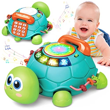 Baby Toys 6 to 12 Months, Musical Turtle Crawling Baby Toys for 12-18 Months, Early Learning Educati...