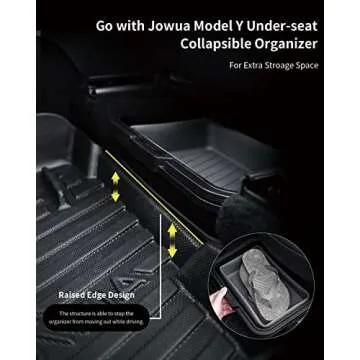 JOWUA All-Weather Floor Liners for Model Y 2023-2020,Raised Edge Coverage, Patented Holder Design, Include Rear Under Seat Air Vent Cover, Model Y Tissue Box Holder Set