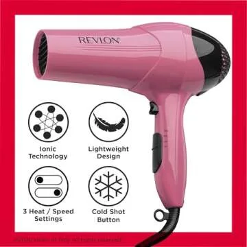 Revlon 1875W Lightweight Hair Dryer | For Easy Smooth Styling (Pink)