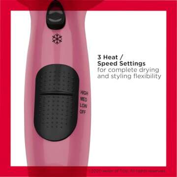 Revlon 1875W Lightweight Hair Dryer | For Easy Smooth Styling (Pink)