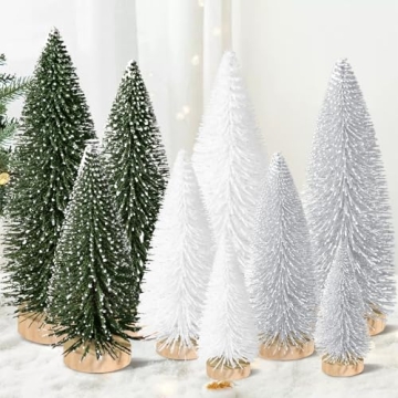 9pcs Mini Christmas Tree Desktop, Artificial Christmas Pine Tree, Mini Bottle Brush Trees Tabletop, ...