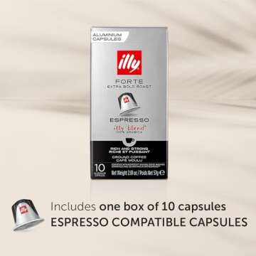 Illy Espresso Compatible Capsules - Forte Extra Bold Roast - Dark Chocolate Notes - 10 Count