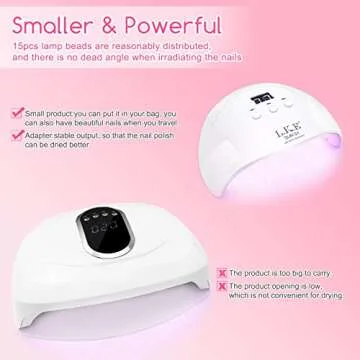 Wisdompark UV Light for Nails,UV LED Nail Lamp, Nail Dryer Professional Nail UV Light for Gel Polish with Adapter Gel Nails 3 Timers