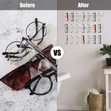 5 Pack Acrylic Sunglasses Organizer Storage Wall Mounted Eyeglasses Holder Hanging Eyewear Display Rack Hanger for Entryway Shelf (Clear)