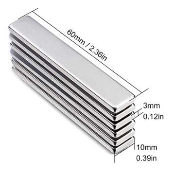 LOVIMAG Powerful Neodymium Bar Magnets, Rare-Earth Metal Neodymium Magnet - 60 x 10 x 3 mm, Pack of 6