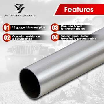 3 Inch Universal T304 Stainless Steel Exhaust Pipe Tubing Kit – 8PCS