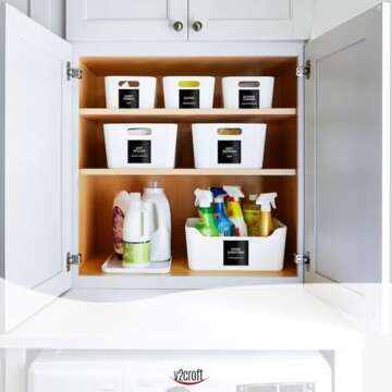 v2croft 144 PCS Minimalist Laundry Room Gold Labels Set, Water Resistant Stickers,Water/Oil Resistant Stickers for Laundry Room, Linen Closet Home Bathroom and The Beauty Organization