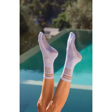 LISAMAREE Can We Do The Other Side Next Week? Pilates Grip Socks for Women - Stylish Design with Com...