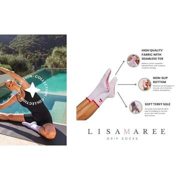 Stylish LISAMAREE Pilates Grip Socks for Comfort and Support