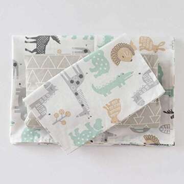 Emenpy 100% Cotton Crib Bedding Set for Baby Boys Girls,3 Pcs Baby Bed Linen Include Duvet Cover,Fit...