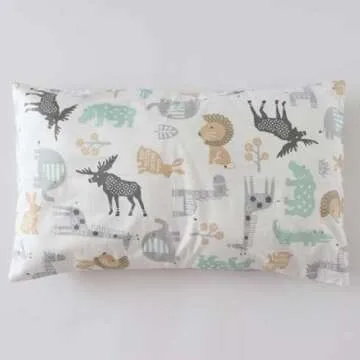 Emenpy 100% Cotton Crib Bedding Set for Baby Boys Girls,3 Pcs Baby Bed Linen Include Duvet Cover,Fitted Sheet,Pillowcase,Nursery Decoration,No Filler(Khaki)