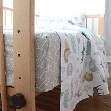 Emenpy 100% Cotton Crib Bedding Set for Baby Boys Girls,3 Pcs Baby Bed Linen Include Duvet Cover,Fitted Sheet,Pillowcase,Nursery Decoration,No Filler(Khaki)