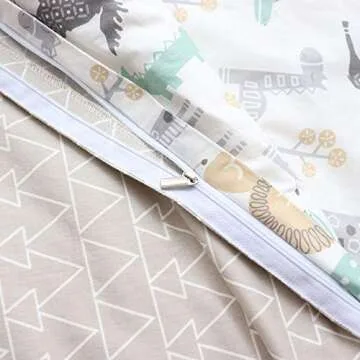 Emenpy 100% Cotton Crib Bedding Set for Baby Boys Girls,3 Pcs Baby Bed Linen Include Duvet Cover,Fitted Sheet,Pillowcase,Nursery Decoration,No Filler(Khaki)