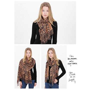 Stylish Women's Winter Leopard Scarf with Tassels