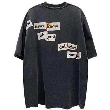 Aelfric Eden Mens Oversized T Shirts Tees Distorted Portrait Print Crew Neck Cotton Tops Streetwear ...