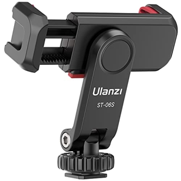 ULANZI ST-06S Phone Tripod Mount, Universal Smartphone Mount Adapter with 2 Cold Shoe, 360° Rotates...