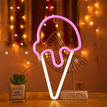 YAOZHOU Ice Cream Neon Light - Fun Decorative Night Light for Teens and Kids
