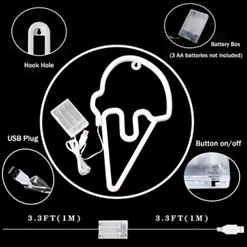 Charming YAOZHOU Ice Cream Neon Light for All Ages