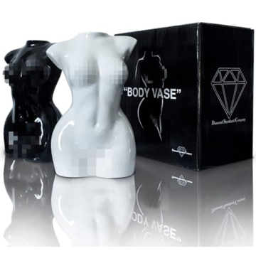 2 Pack Handcrafted Tall Female Body Ceramic Vases | Black and Cream Color | Modern Home Decor | Mini...