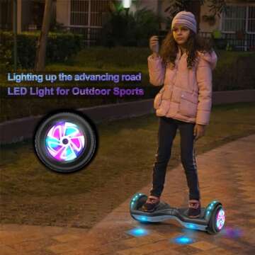 FLYING-ANT Hoverboard: Bluetooth & LED Lights for Fun Riding