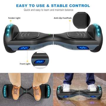 FLYING-ANT Bluetooth Hoverboard with LED Lights for Kids