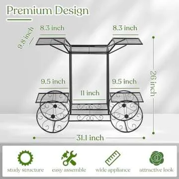 Sorbus® Garden Cart Stand & Flower Pot Plant Holder Display Rack, 6 Tiers, Parisian Style - Perfect for Home, Garden, Patio (Black)