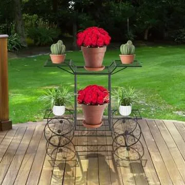 Sorbus® Garden Cart Stand & Flower Pot Plant Holder Display Rack, 6 Tiers, Parisian Style - Perfect for Home, Garden, Patio (Black)