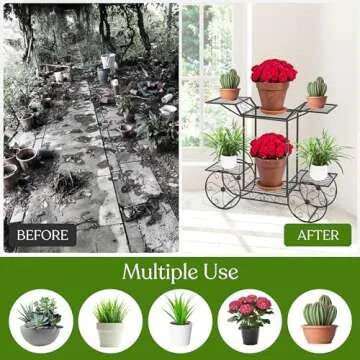 Sorbus® Garden Cart Stand & Flower Pot Plant Holder Display Rack, 6 Tiers, Parisian Style - Perfect for Home, Garden, Patio (Black)