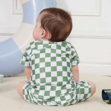 Toddler Boy Checkered Rashguard Swimwear for Sun Protection