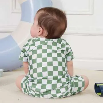 Toddler Boy Checkered Rashguard Swimwear for Sun Protection