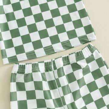 Toddler Boy Checkered Rashguard Swimwear for Sun Protection