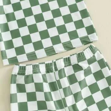 Toddler Boy Checkered Rashguard Swimwear for Sun Protection