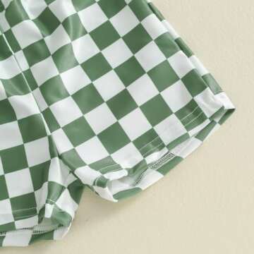 Toddler Boy Checkered Rashguard Swimwear for Sun Protection