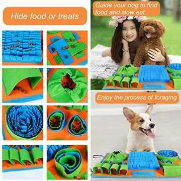 Vivifying Snuffle Mat for Dogs, Interactive Dog Puzzle Toy for Boredom and Mental Stimulation, Enrichment Feeding Game Sniff Mat Helps Slow Eating and Keep Busy
