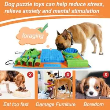 Vivifying Snuffle Mat for Dogs, Interactive Dog Puzzle Toy for Boredom and Mental Stimulation, Enrichment Feeding Game Sniff Mat Helps Slow Eating and Keep Busy