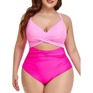 Eomenie Women's Stylish Tummy Control One Piece Swimsuit