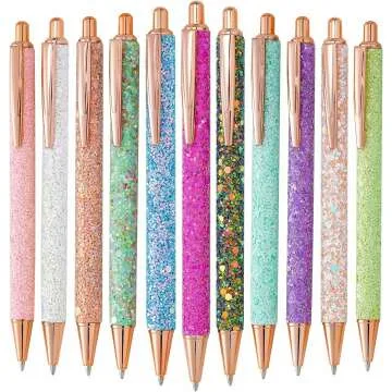 Glitter Ballpoint Pens Set – 11 Cute Metal Writing Pens