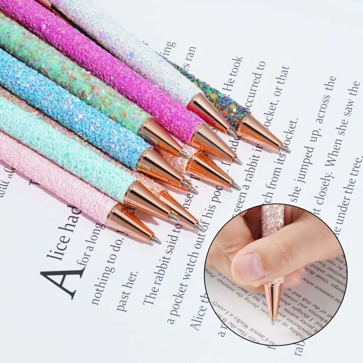 Glitter Ballpoint Pens Set – 11 Cute Metal Writing Pens