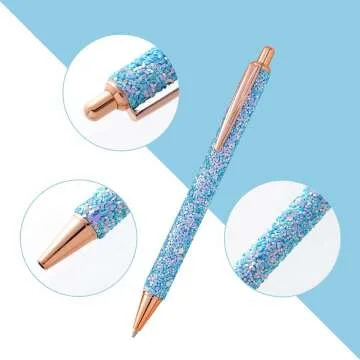 Glitter Ballpoint Pens Set – 11 Cute Metal Writing Pens